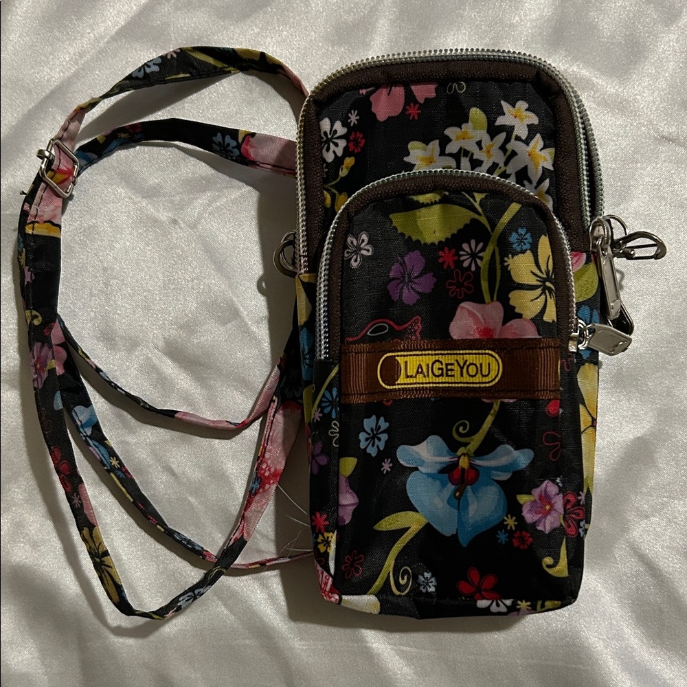 Floral Crossbody Bag - Black